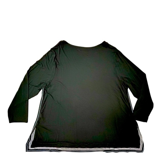 J. Jill Wearever Collection Oversized Split Side Tunic Black Blue/White Stripe - Picture 2 of 12